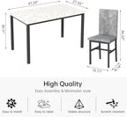 Hooseng 5 Piece Dining Table Set for 4, Small Faux Marble Kitchen Table with 4 Velvet Chairs, Modern Dining Room Table Set for Small Space, Breakfast Nook, Dinette