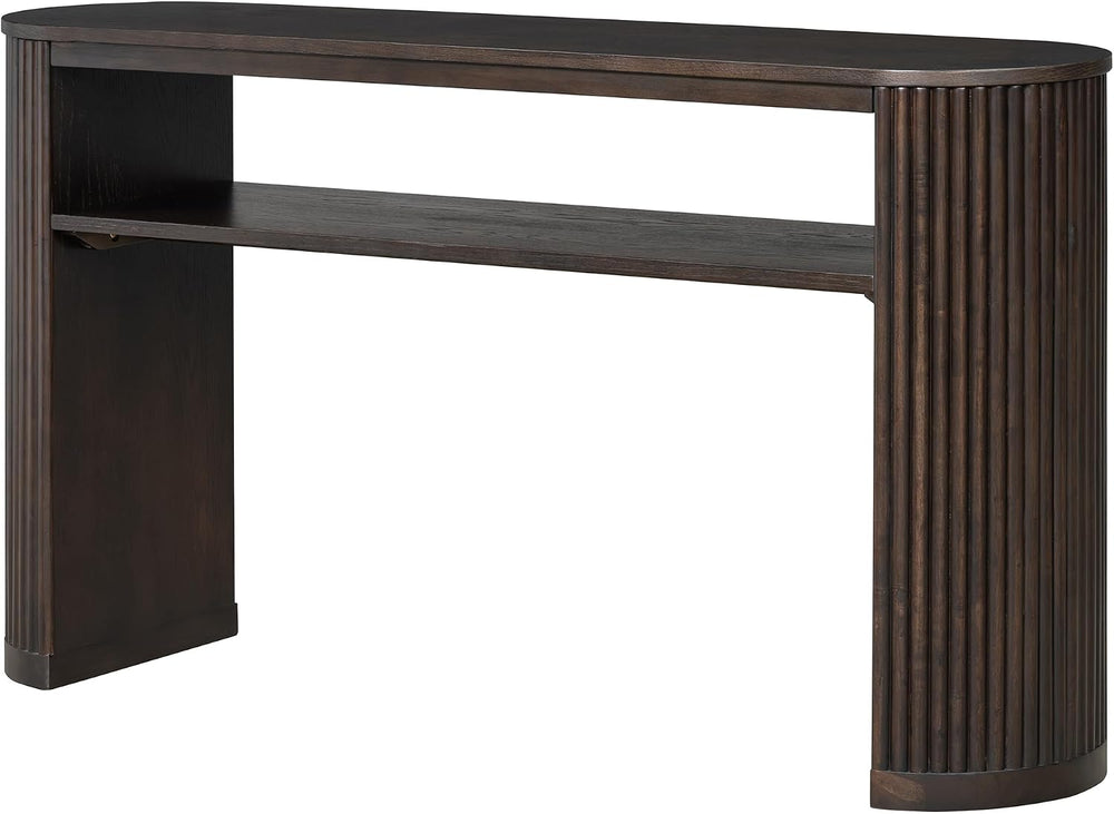 Vintage Farmhouse Console Table with Fluted Legs & Ash Veneer Top - Oval ...