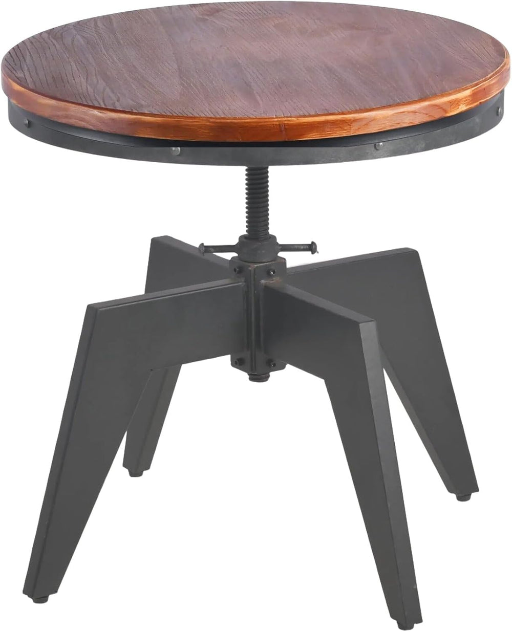 Topower Industrial Retro Round Table End Table Antique Height Ajustable Black...