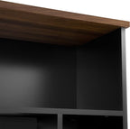 95.5" W Wall Unit Entertainment Center with Bookshelves for TVs up to 80", Modern TV Stand Media Console with Electric Fireplace Cabinets, Adjustable Shelves for Living Room (Black+Brown/F)