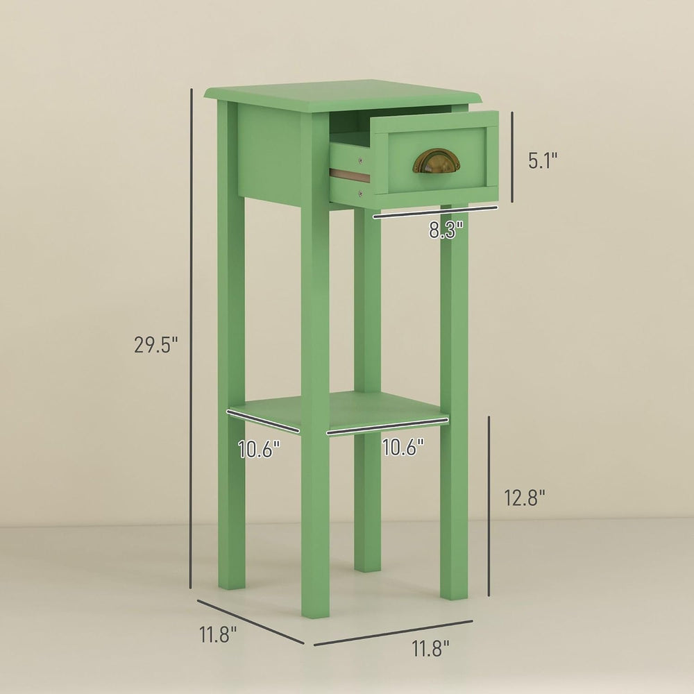 Green MDF Side Table with Storage