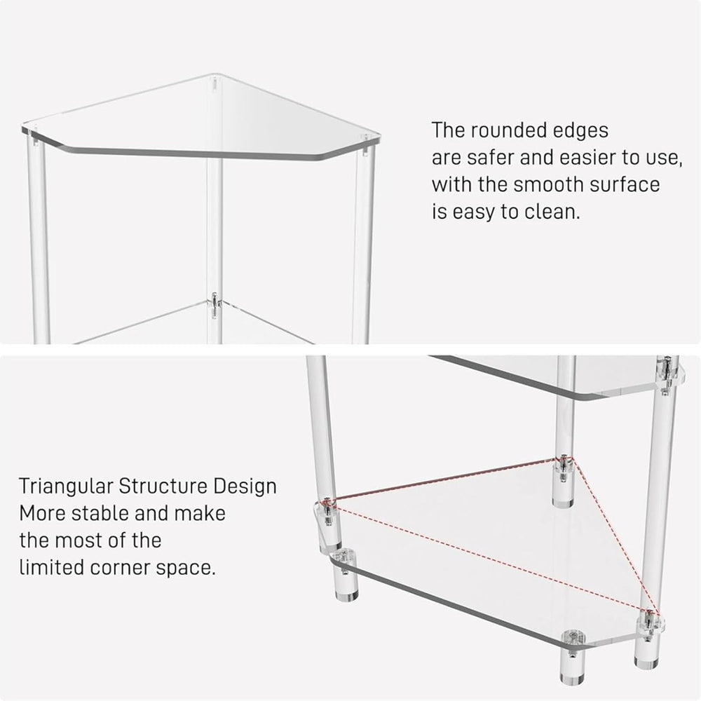 65cm / 25.6in Clear Acrylic Triangle End Table,3 Tier Acrylic Corner Side Tab...