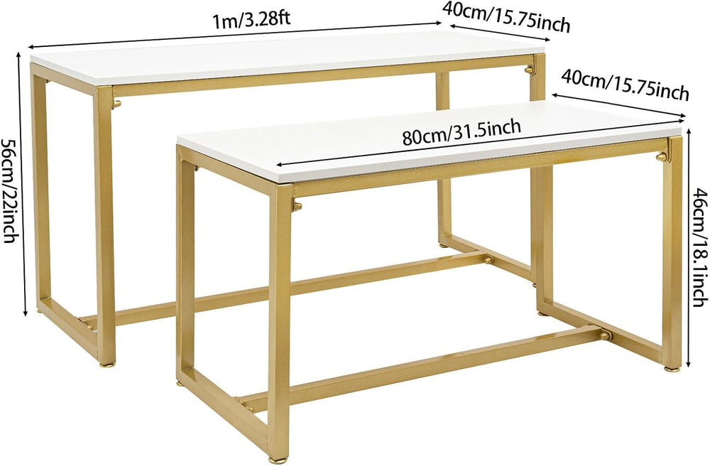 Modern Nesting Tables Retail Display Tables Set of 2 Gold Shoe Handbag Displa...