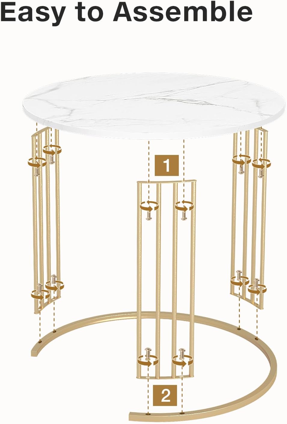 Nesting Coffee Table Set of 2, Round Table, Morden End Side Table Night Stand...