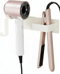 Hair Dryer and Straightener Holder, Upgraded Hair Straightener Holder with Cable Hook, Stainless Steel Universal Hairdryer Holder Wall Mounted Waterproof for Bathroom Space-Saving White PTALSEAW