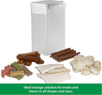 Buddeez Pet Treat Container for Dogs and Cats - 3.5 Quart Flip Top Storage Bin - Bites And Bones Design - Airtight Food Holder