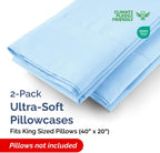 King Pillow Cases - 2 Pack - Super Soft Pillowcase Covers - Envelope Enclosure - Hotel Quality Pillow Protectors - Wrinkle Free, Shrink & Stain Resistant - Machine Washable - 20" x 40" (Light Blue)