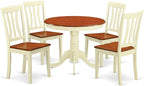 East West Furniture ANTI5-WHI-W 5 Piece Modern Dining Table Set Includes a Round Kitchen Table with Pedestal and 4 Dining Chairs, 36x36 Inch, Buttermilk & Cherry