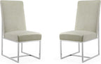 Manhattan Comfort Element Modern Velvet Dining Chairs, High Density Foam, Chrome Finish Stainless Steel Frame, High-Back, Fully Assembled Industrial Chic Accent Furniture, Set of 1, Champagne