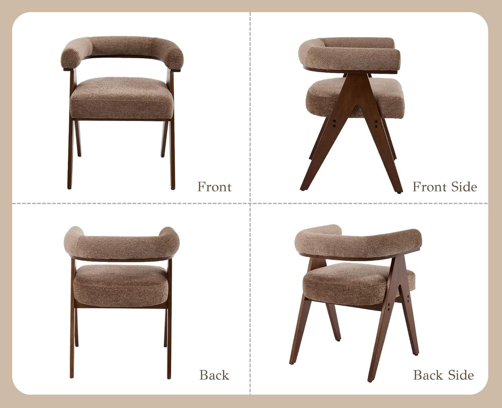 CIMOTA Barrel Wooden Dining Chairs with Arms Set of 2, Farmhouse Fabric Uphol...