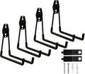 Garage Hooks, 4 Pack 7.7inch Large Square Wall Hooks for Hanging Heavy Duty Ladders, Bikes, Tools Ideal for Garage, Garden, Basement Utility Room Storage (Black)