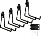 Garage Hooks, 4 Pack 7.7inch Large Square Wall Hooks for Hanging Heavy Duty Ladders, Bikes, Tools Ideal for Garage, Garden, Basement Utility Room Storage (Black)