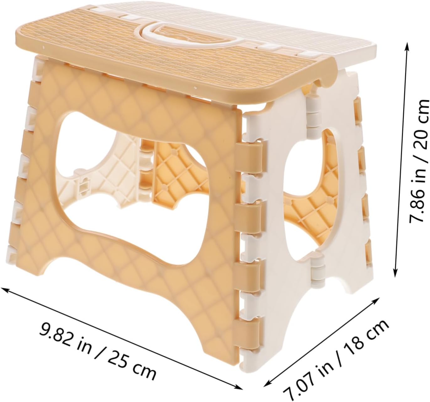 Milisten Portable Folding Step Stool Non-Slip Bathroom Kitchen Stool for Adults and Compact Design for Easy Carrying Beige Color Large