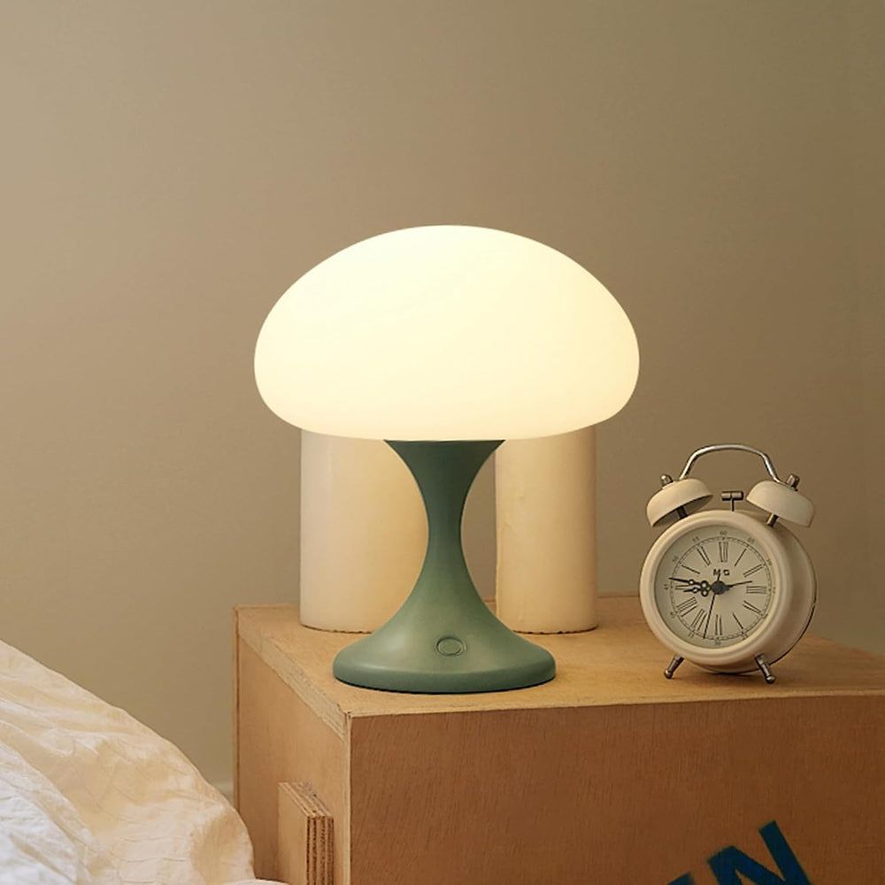 MAGCHARM Mushroom Lamp, 5W LED Cordless Rechargeable Table Lamp with Glass Sh...