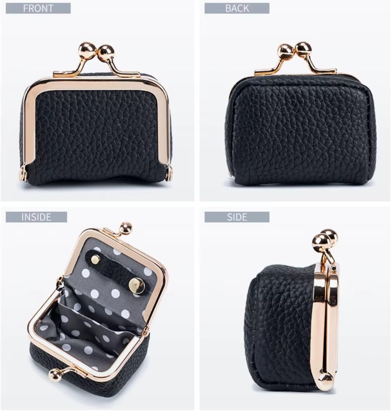 Genuine Leather Mini Jewelry Box for Women, Square Coin Purse with Kiss Lock, Jewelry Organizer Travel Case (Small, Lavender)