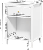 extrasleep Kids Nightstand with Storage Drawer, 27''H Wooden Toddler Night Stand for Boys Girls Toddler, Modern End Table with Shelf for Bedroom Living Room, Kids Small Bedside Table (White)