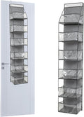 1Pack Over The Door Organizer, Hanging Door Storage Organizer with 6 Large Clear Pockets, Space Saving Behind Door Rack for Bedroom Closet Bathroom Pantry Nursery Office (Grey)