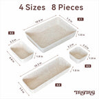 8-Piece Felt Drawer Organizer Set in 4-Sizes, Made from Eco-Friendly Material for Vanity, Makeup, Desk, Office, Kitchen, and Nightstand, Oatmeal Beige
