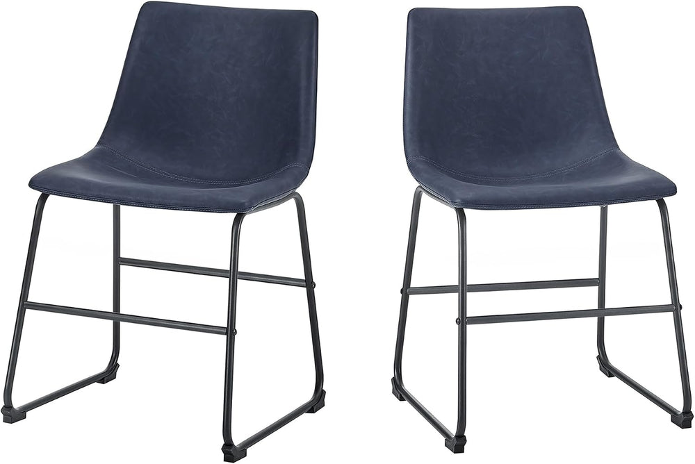 Walker Edison Douglas Urban Industrial Faux Leather Armless Dining Chairs, Se...