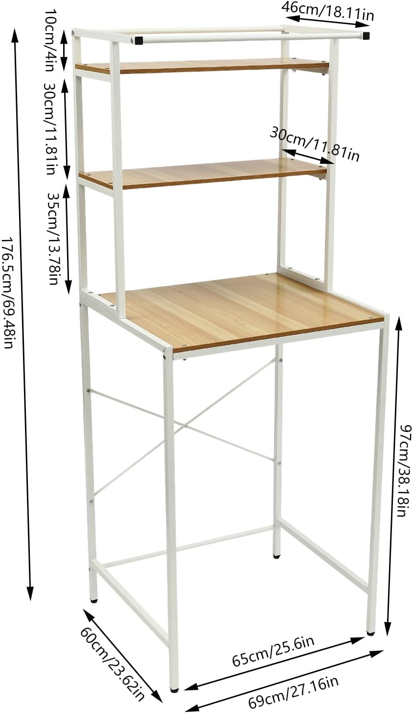 Over Washer and Dryer Shelves,Dryer Storage Shelf,3 Tiers Laundry Room Storage and Organizer Standing Shelf,Height Adjustable Laundry Room Shelves, Load-Bearing Capacity 22lbs (Log)