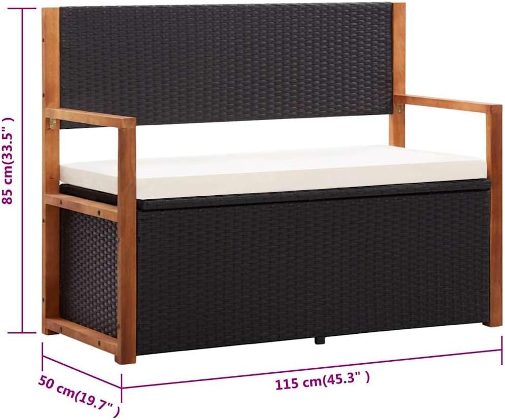Outdoor Storage Bench with Solid Acacia Wood Accents and Comfortable Cushion,...