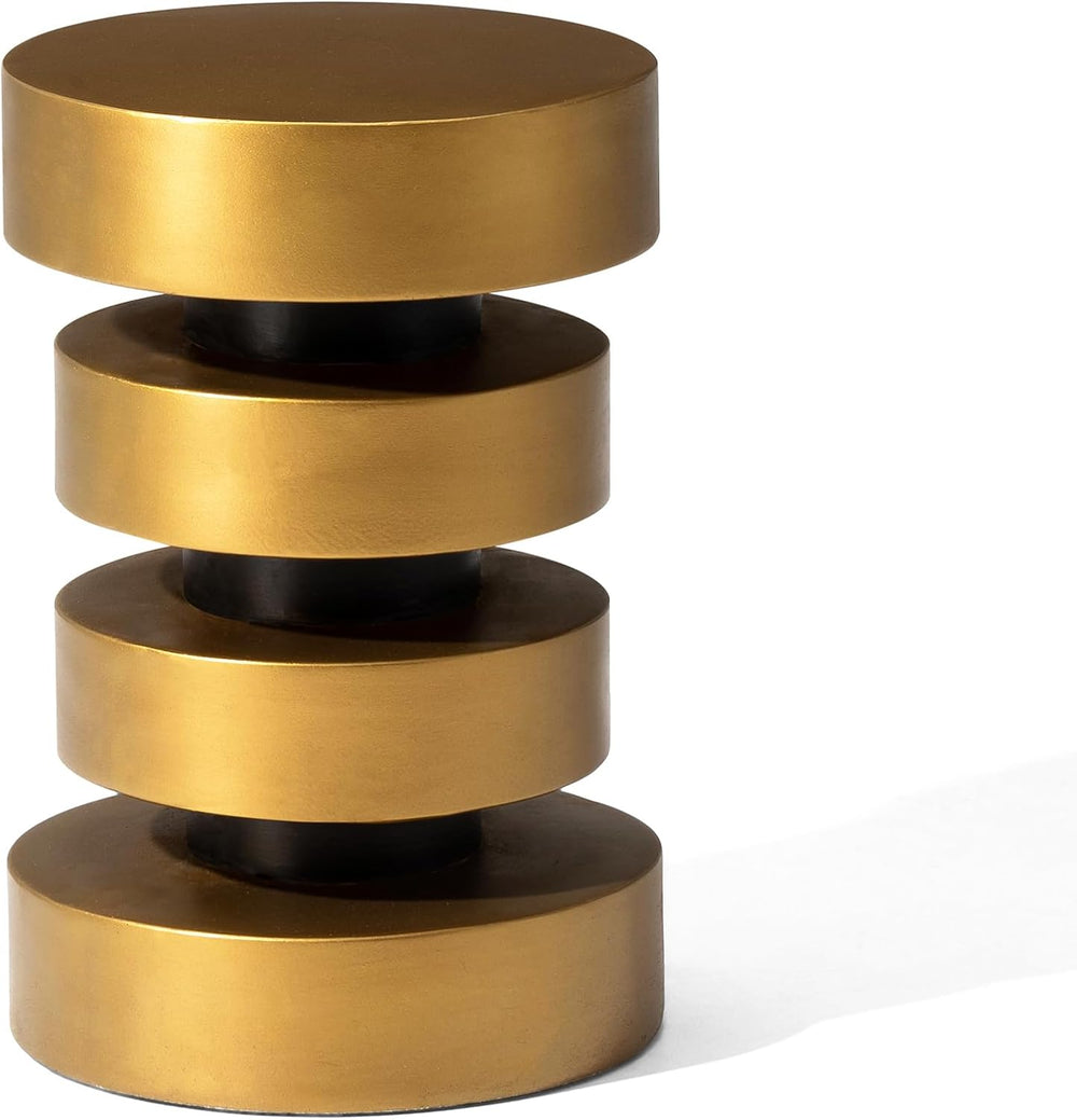 Glitzhome Gold Floating Disks Side Table & Accent Stool - 18" H Mode...