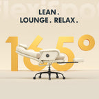 FLEXISPOT 2-in-1 Chaise Lounge Chair Indoor with Wheels Footrest 90-165° Reclining Lumbar Support, Home Office Chairs for Living Room Bedroom Study Working Relaxing, PU Leather, Beige White, HC4