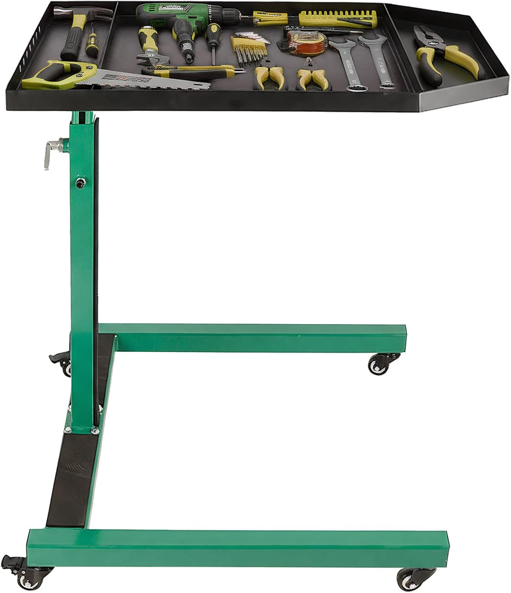 Adjustable Height Mobile Work Table, Foldable Table with Heavy Duty Steel, Ro...