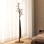 Muwuele Coat Rack, Solid Wood Coat Rack Freestanding With 12 Hooks, Coat Tree Freestanding Heavy Duty 3 Adjustable Heights For Coat, Hats, Handbags, Coat Hanger Stand For Entryway, Bedroom, Walnut