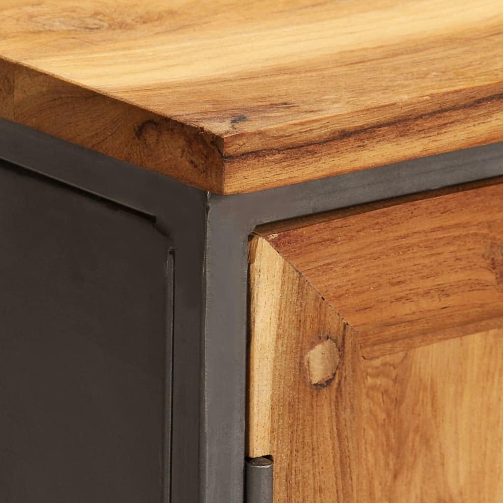 Brown and Grey Recycled Teak and Steel Medium Sideboard with Two Spacious Compartments for Living Room and Dining Room Storage