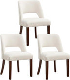 Dining Chair Set of 3,Modern Dining Room Chairs with Thick Cushions,Upholstered Linen Fabric Kitchen Chairs for Kitchen Dining Room Beige