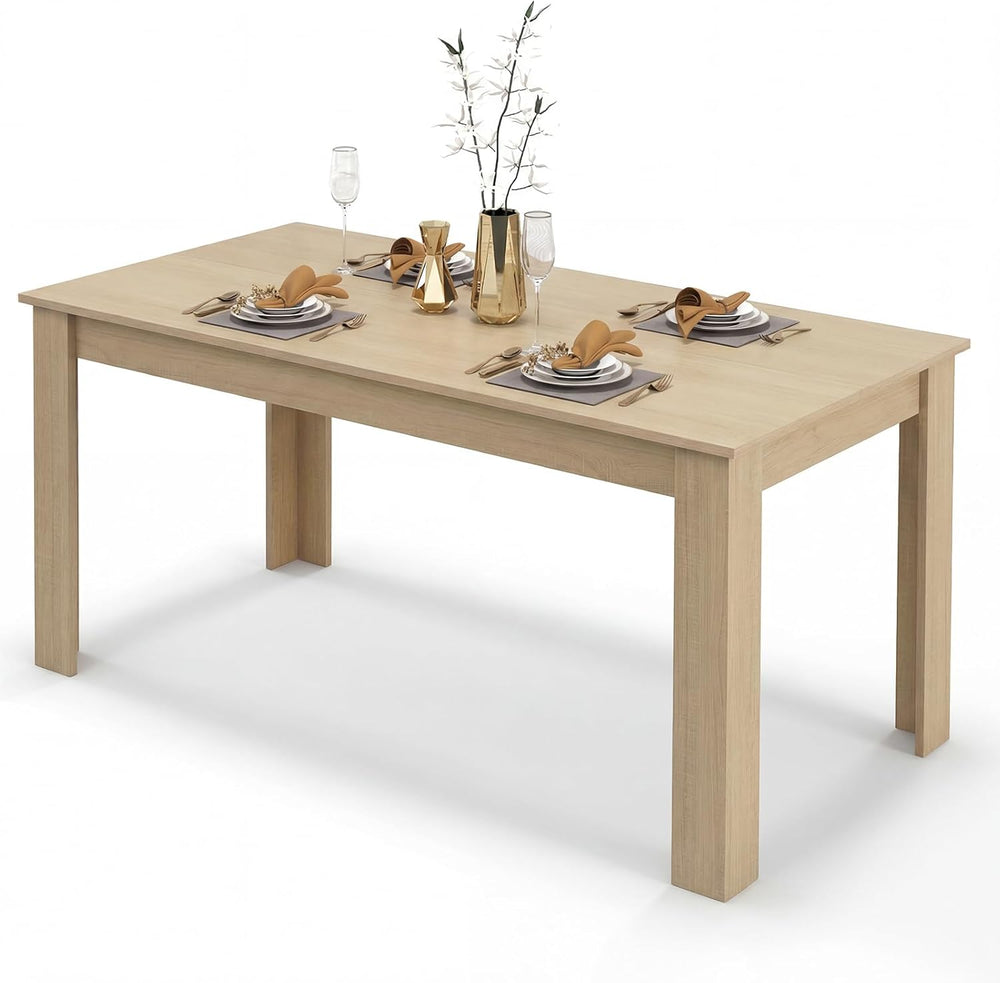 COSTWAY 63”Rectangular Dining Table for 4-6 People,Farmhouse Dinette with Lar...