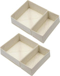 Underwear Drawer Organizer, 4 Pack, Beige | Foldable Fabric Storage Bins, For Dresser & Closet, Sock and Bra Dividers, 2 Sizes, Bedroom Organization