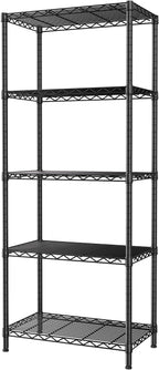 SINGAYE 5 Tier Storage Shelves Wire Shelving Unit Shelve Metal Kitchen Laundry Room Organization Home Pantry Closet Bathroom Organizers Garage Rack Estantes para Cocina 14" D x 24" W x 59.5" H Black