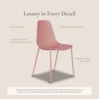 Poly & BARK Isla Modern Kitchen Chairs Set of 4 - Plastic Dining Chair with Metal Legs - Quick Assembly Simple Cafe Chairs Plastic for Indoor or Outdoor - Blush Pink