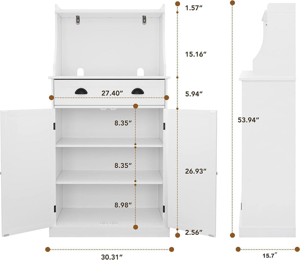 HOLTICO 54" Freestanding Kitchen Pantry Storage Cabinet with Doors and A...