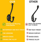 2 Pack Heavy Duty Wall Hooks for Hanging, Metal Coat Hooks Wall Mount, Easy to Install, Ideal for Living Room, Bathroom, Kitchen, Bedroom (Black)
