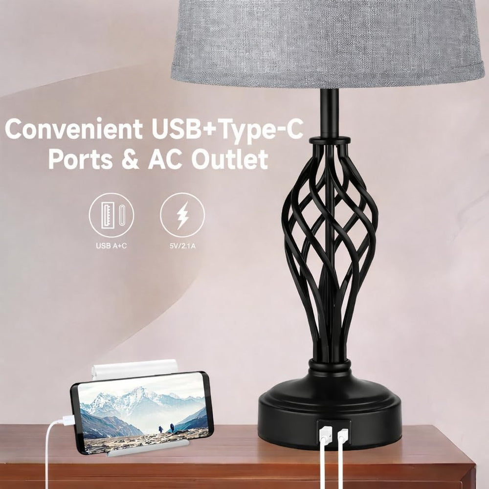 Ruiever Touch Table Lamps Set of 2, nightstand lamp with USB Ports Bedside 3 ...