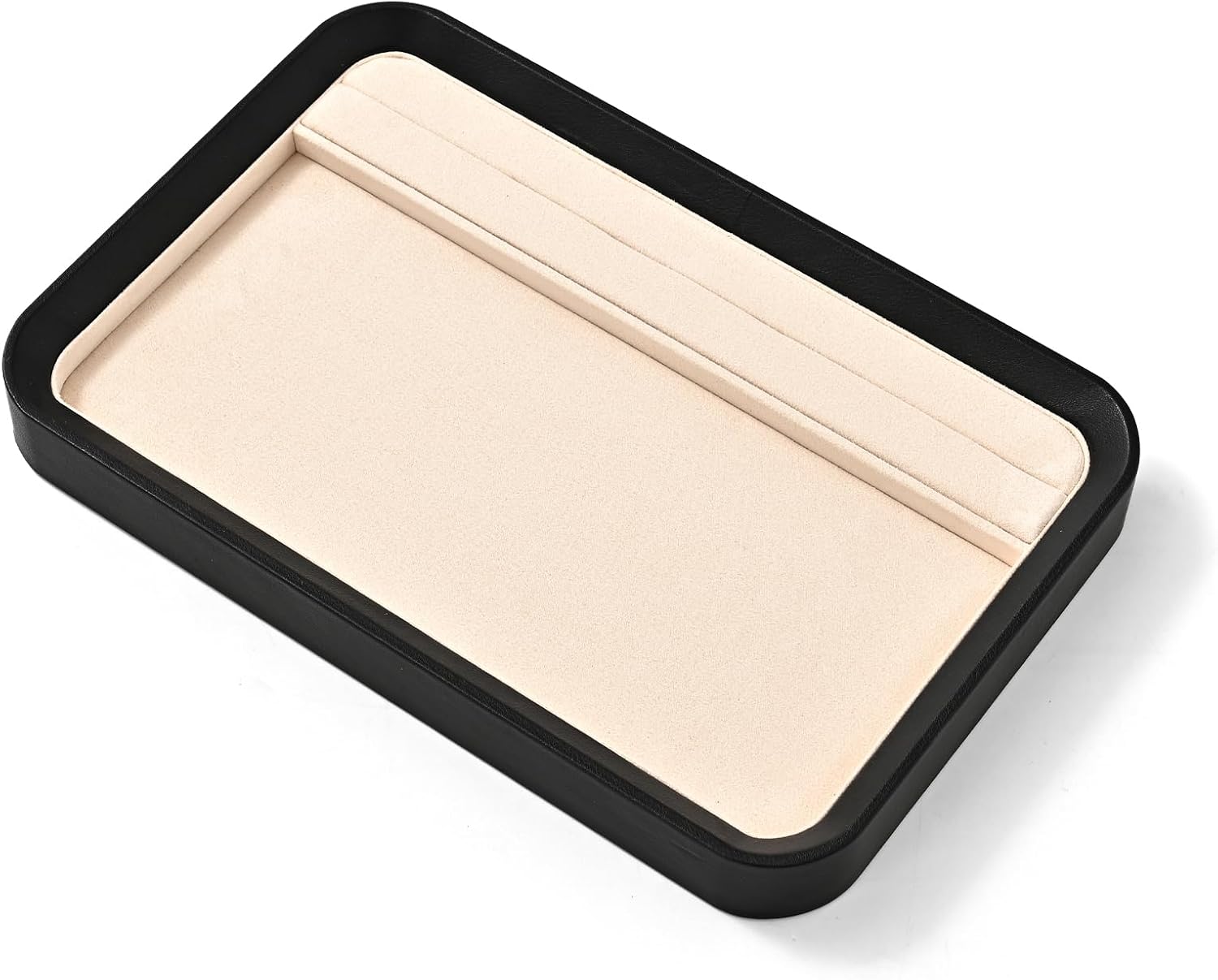 Oirlv Black Leather Jewelry Display Tray 11.81"x7.87" | Black Leather Exterior, Soft Velvet Lining, Sleek Black Finish, Versatile Jewelry Storage, Sturdy Construction