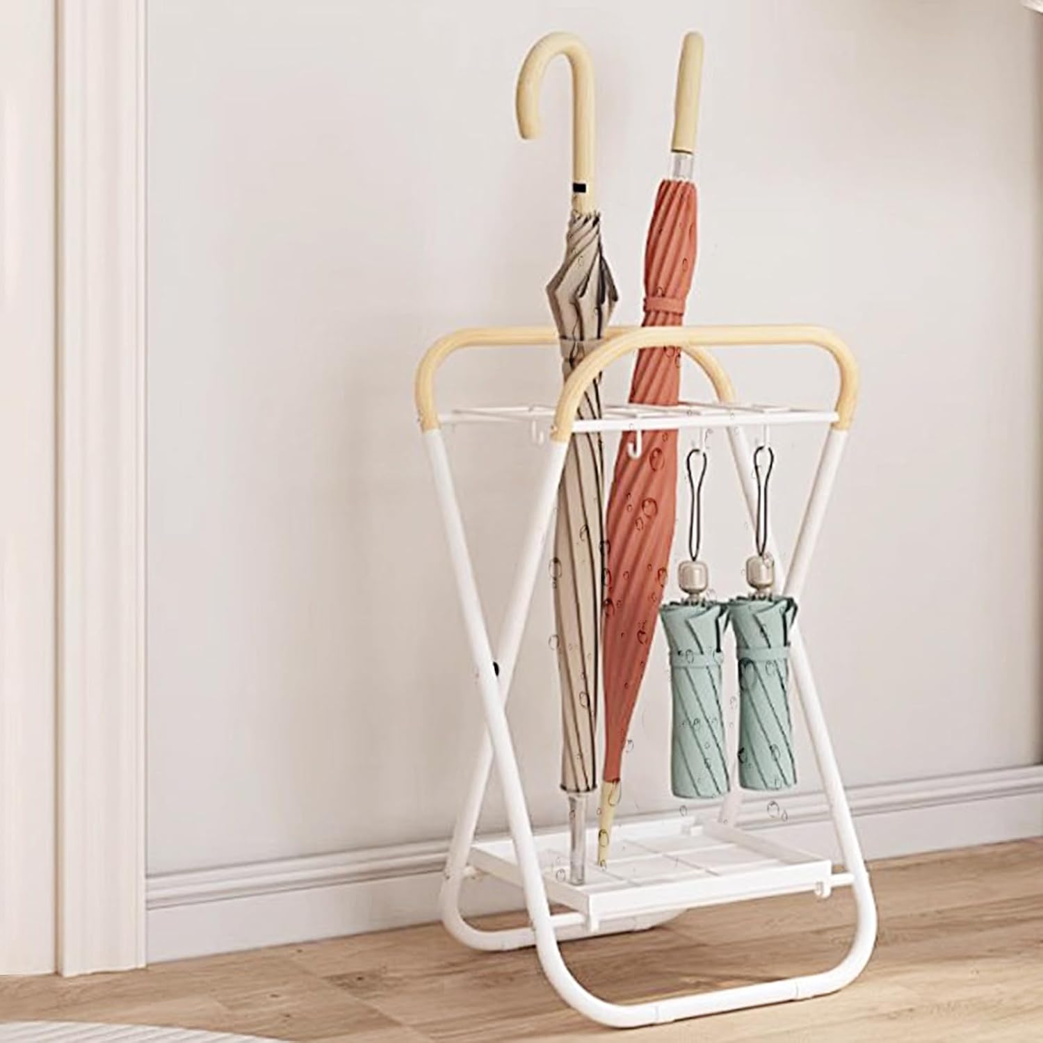 Entryway Umbrella Stand Umbrella Holder Indoor Umbrella Storage with Drip Trays Metal