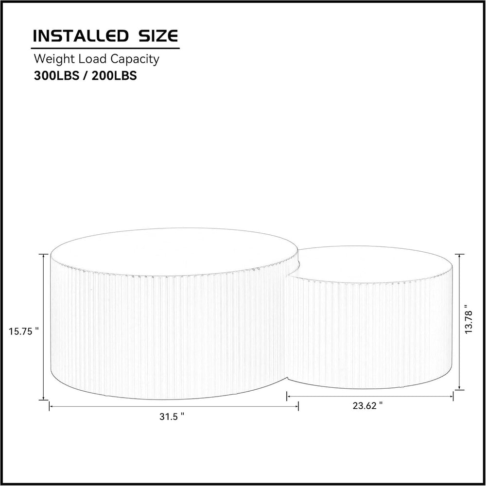 32" Pre-Assembled MDF Nesting End Table, Nesting End Tables with Compact...