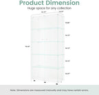 Beauty4U Glass Display Cabinet with 5 Shelves, Curio Cabinets for Living Room, Bedroom, Office, White Floor Standing Glass Bookshelf, Quick Installation