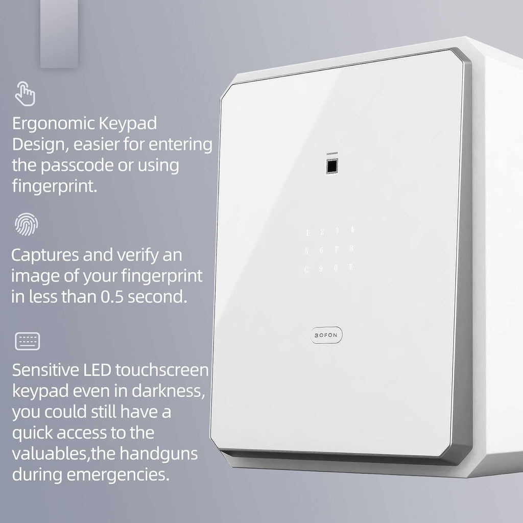 Fingerprint Password Safe Box with Key, Cabinets for Home Offcie,Lock Box,Security Box,Biometric safe,W-series 2.1Cubic feet BOFON