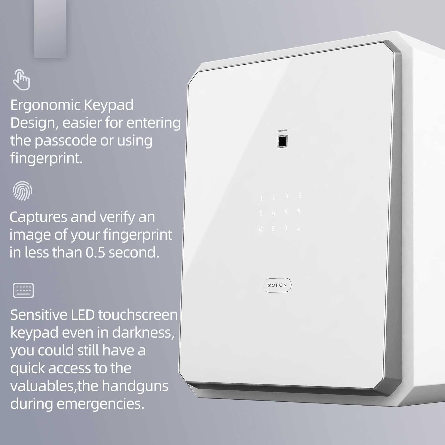 Fingerprint Password Safe Box with Key, Cabinets for Home Offcie,Lock Box,Security Box,Biometric safe,W-series 2.1Cubic feet BOFON