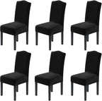 H.VERSAILTEX Velvet Dining Chair Covers Stretch Chair Covers for Dining Room Set of 6 Parson Chair Slipcovers Chair Protectors Covers Dining, Soft Thick Solid Velvet Fabric Washable, Black