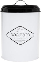 Amici Pet, , Buster All Natural Dog Food Large Metal Storage Bin, White