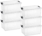 Superio Clear Storage Boxes with Lids, 21 Quart Plastic Container Bins for Organizing, Stackable Crates, BPA Free, Non Toxic, Odor Free, Organizers for Home, Office and Dorm, 6 Pack