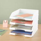 Stockroom Plus Rectangular Letter Trays - Paper Trays for Classroom - Desktop Paper Organizer & File Holder - Document Organizer for Desk Storage - Pack of 4, White, 10 x 13.5 x 2.5 in
