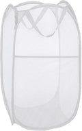 Larpur Popup Laundry Basket, Mesh Clothes Hamper Portable Laundry Hamper with Reinforced Carry Handles, Collapsible for Storage (White)