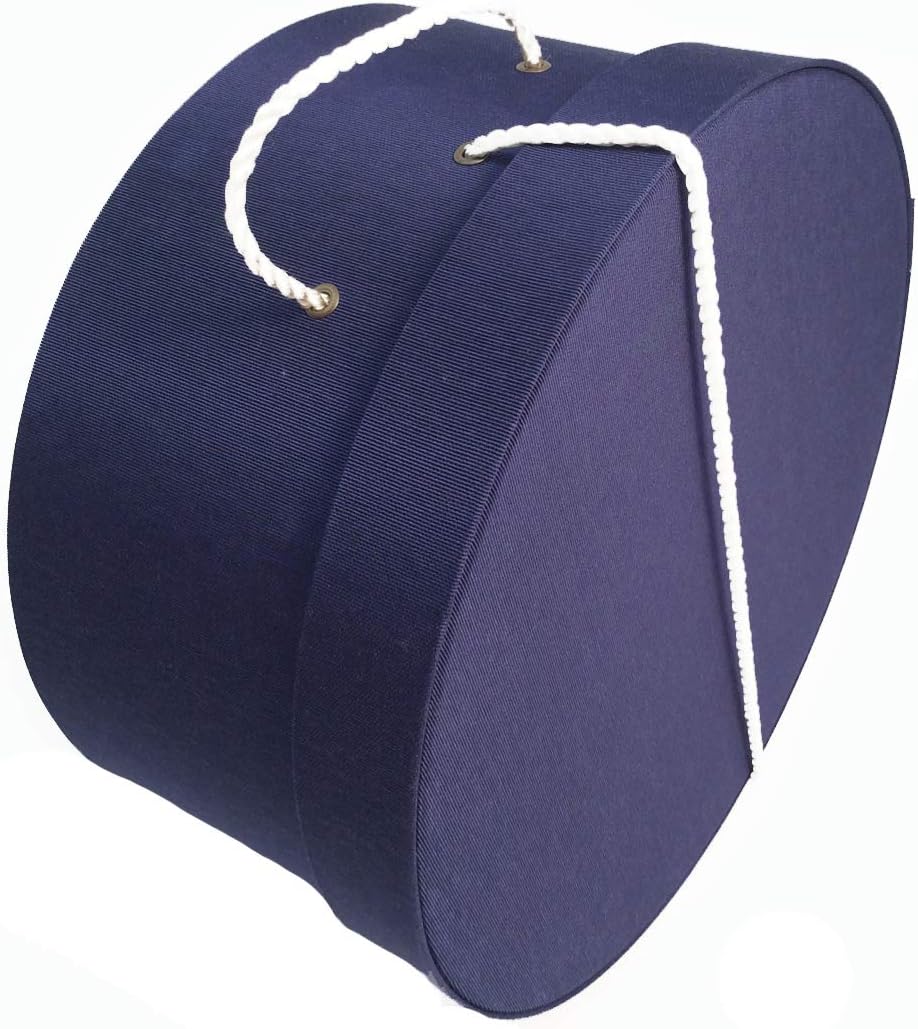 Sarah's Hat Boxes Classic Navy Hat Box – 21.5" x 11.5" (Dia. x Ht.) Handmade in USA – Odorless Non-Toxic Adhesive, Cording Handle – Premium Storage for Hats & Accessories